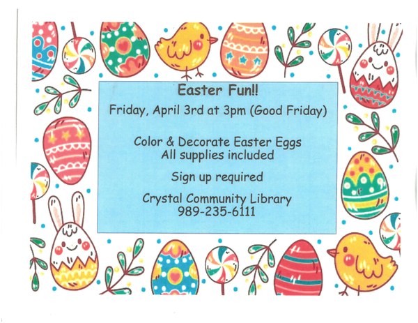multi colored Easter eggs around the outside of the flyer