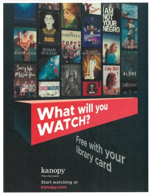 flyer for kanopy with movie titles